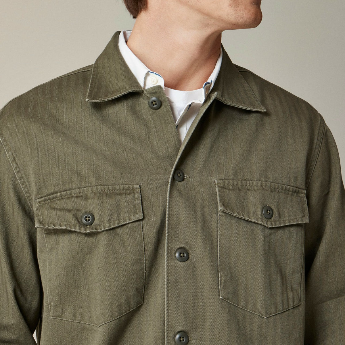 Men Wallace &amp; Barnes cotton herringbone workshirt - J.Crew