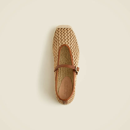 Women Made-in-Spain woven Mary Jane espadrille flats in faux raffia - J.Crew