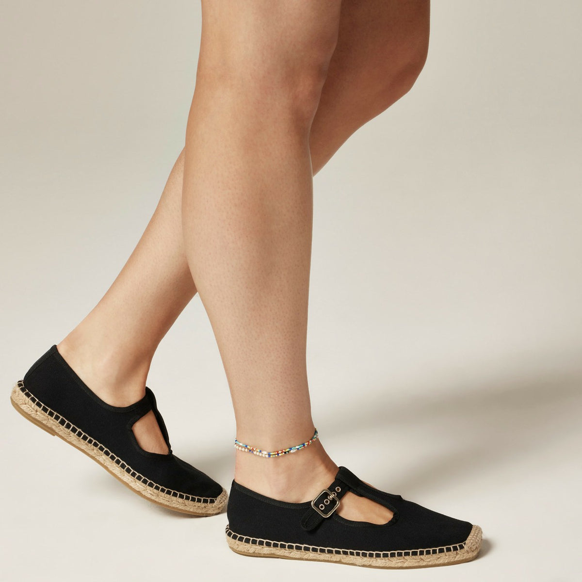Women Made-in-Spain T-strap espadrille flats in canvas - J.Crew