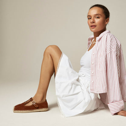 Women Made-in-Spain T-strap espadrille flats in suede - J.Crew