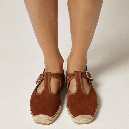Women Made-in-Spain T-strap espadrille flats in suede - J.Crew