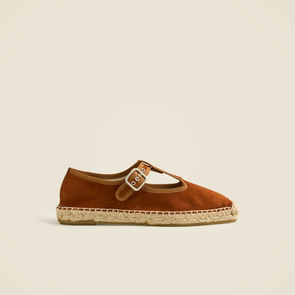 Women Made-in-Spain T-strap espadrille flats in suede - J.Crew