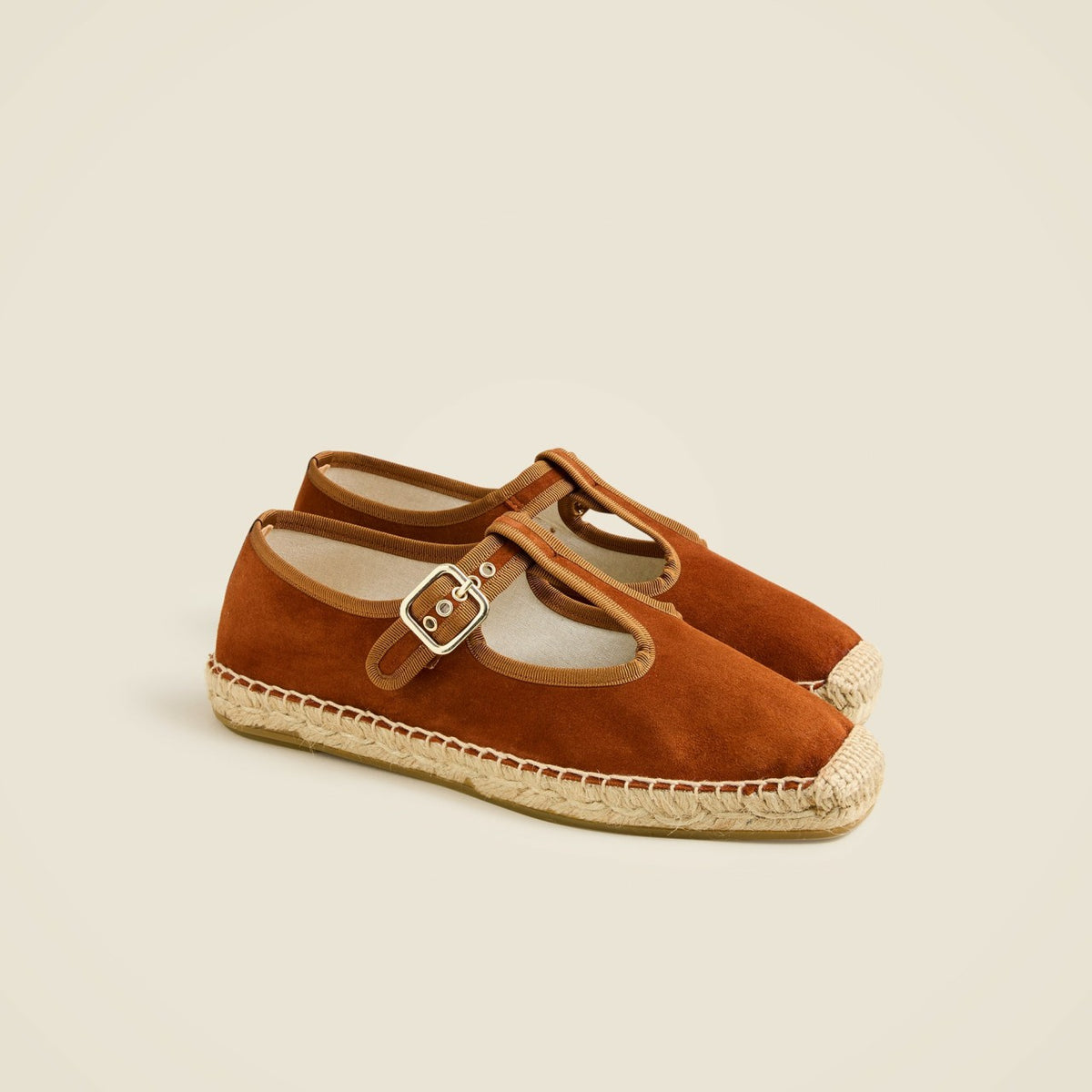 Women Made-in-Spain T-strap espadrille flats in suede - J.Crew