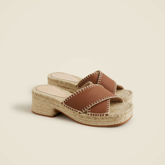 Women Made-in-Spain block-heel espadrilles in leather - J.Crew