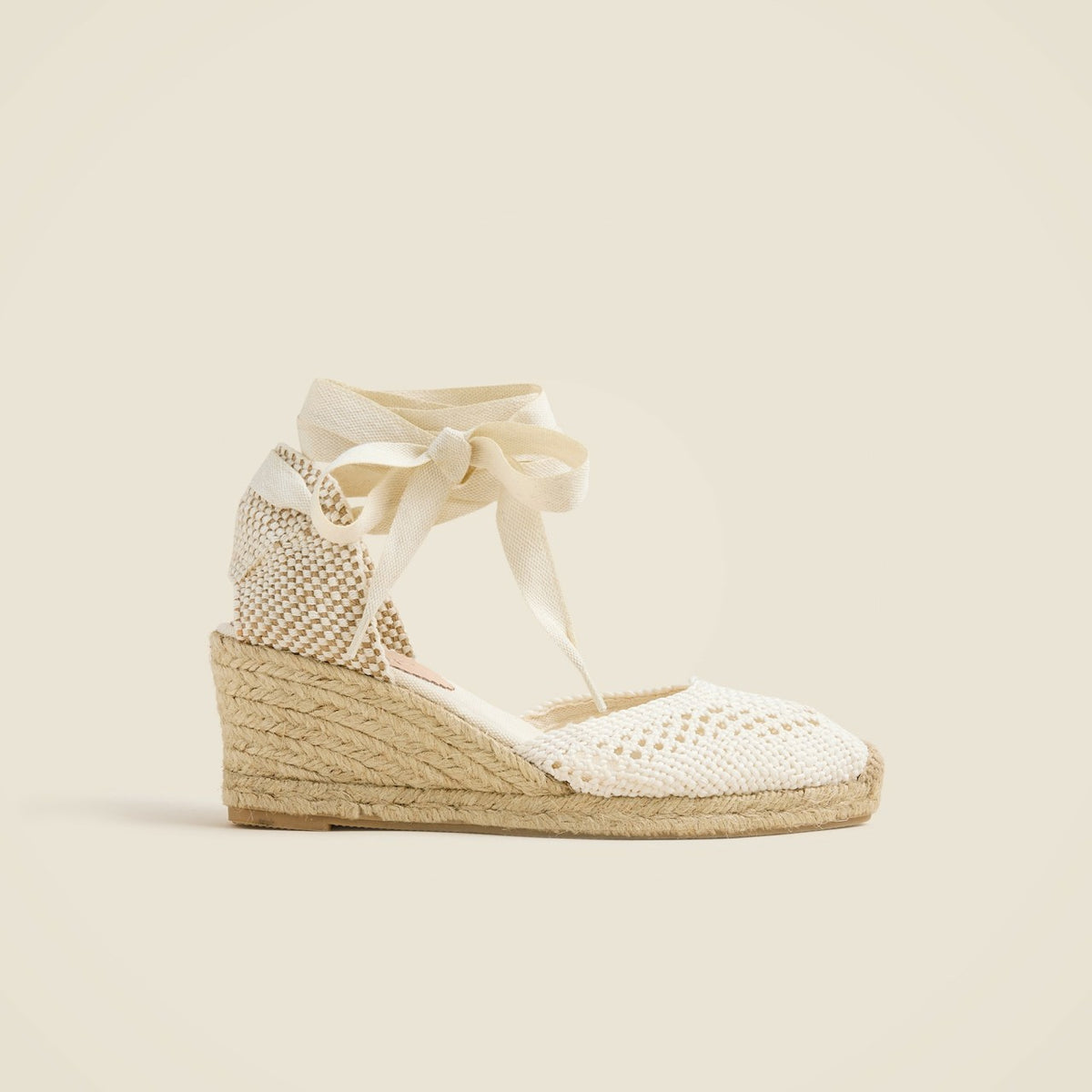 Women Made-in-Spain crochet lace-up espadrille wedges - J.Crew