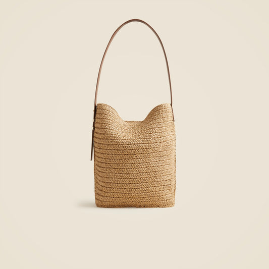 Women Palma bucket bag in handknotted straw and leather - J.Crew