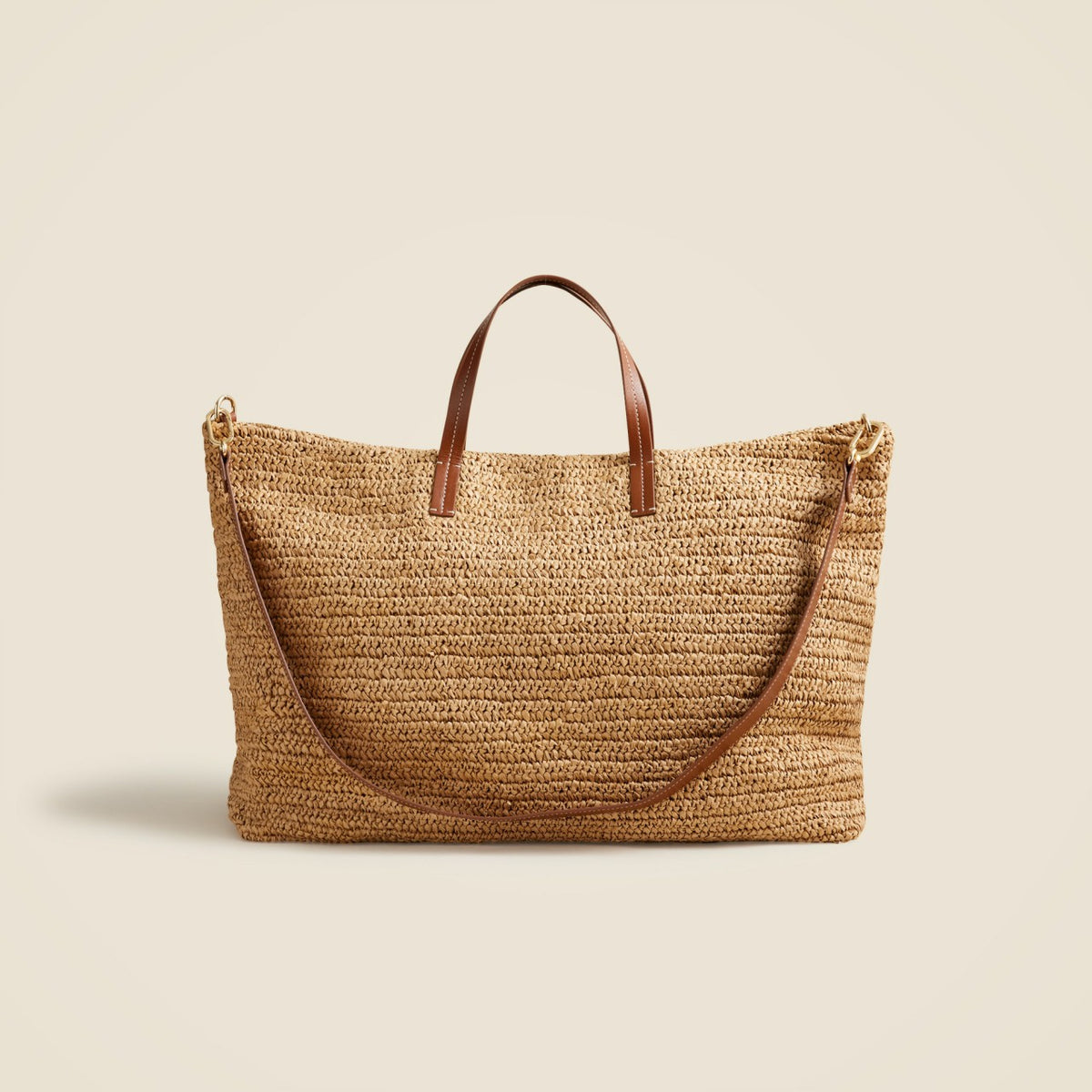Women Palma overnight tote in handknotted straw and leather - J.Crew