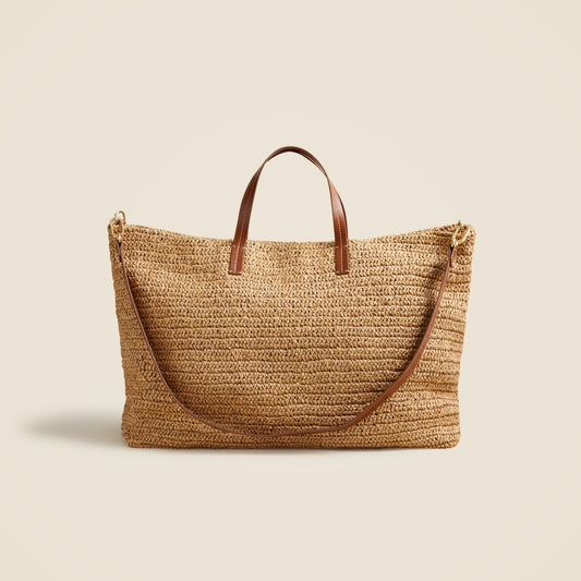 Women Palma overnight tote in handknotted straw and leather - J.Crew