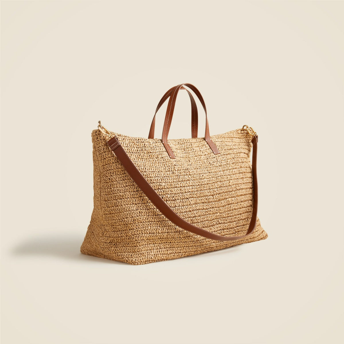 Women Palma overnight tote in handknotted straw and leather - J.Crew