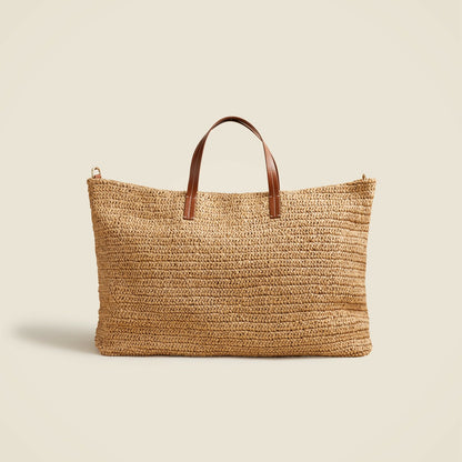 Women Palma overnight tote in handknotted straw and leather - J.Crew