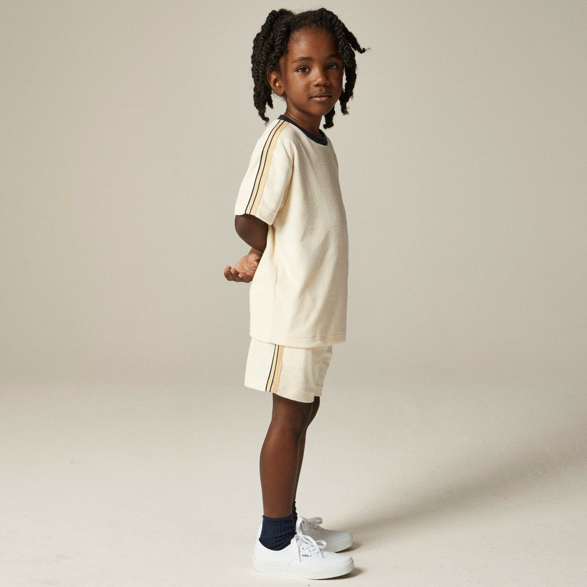 Kids Kids' side-stripe T-shirt in towel terry - J.Crew
