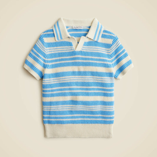 Kids Kids' short-sleeve johnny-collar sweater-polo in stripe - J.Crew