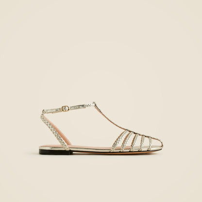 Women Braided cage-toe sandals in metallic leather - J.Crew