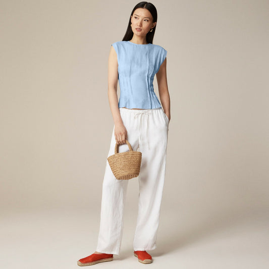 Women Pintuck shell top in ramie - J.Crew