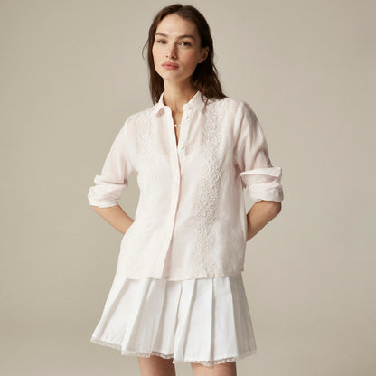 Women Collection beaded button-up shirt in ramie - J.Crew