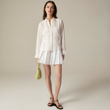 Women Collection beaded button-up shirt in ramie - J.Crew