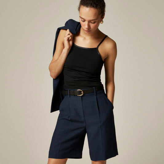 Women Pleated trouser short in luster canvas - J.Crew