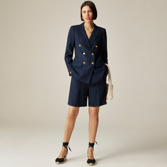 Women Double-breasted blazer in luster canvas - J.Crew