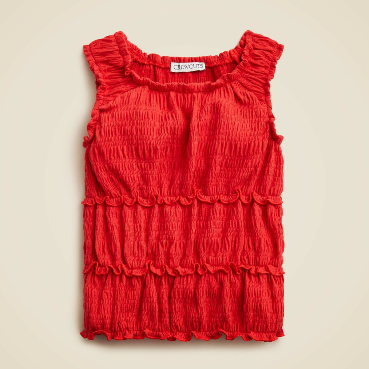 Kids Girls' smocked lettuce-edge tank top in crinkled jersey - J.Crew