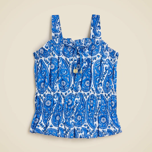 Kids Girls' smocked ruffle-trim tank top in paisley - J.Crew