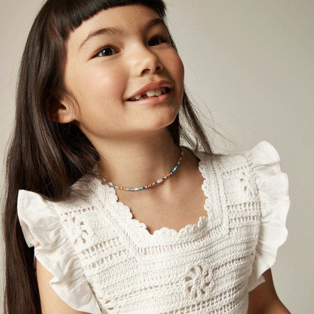 Kids Girls' crochet ruffle-sleeve T-shirt in jersey - J.Crew