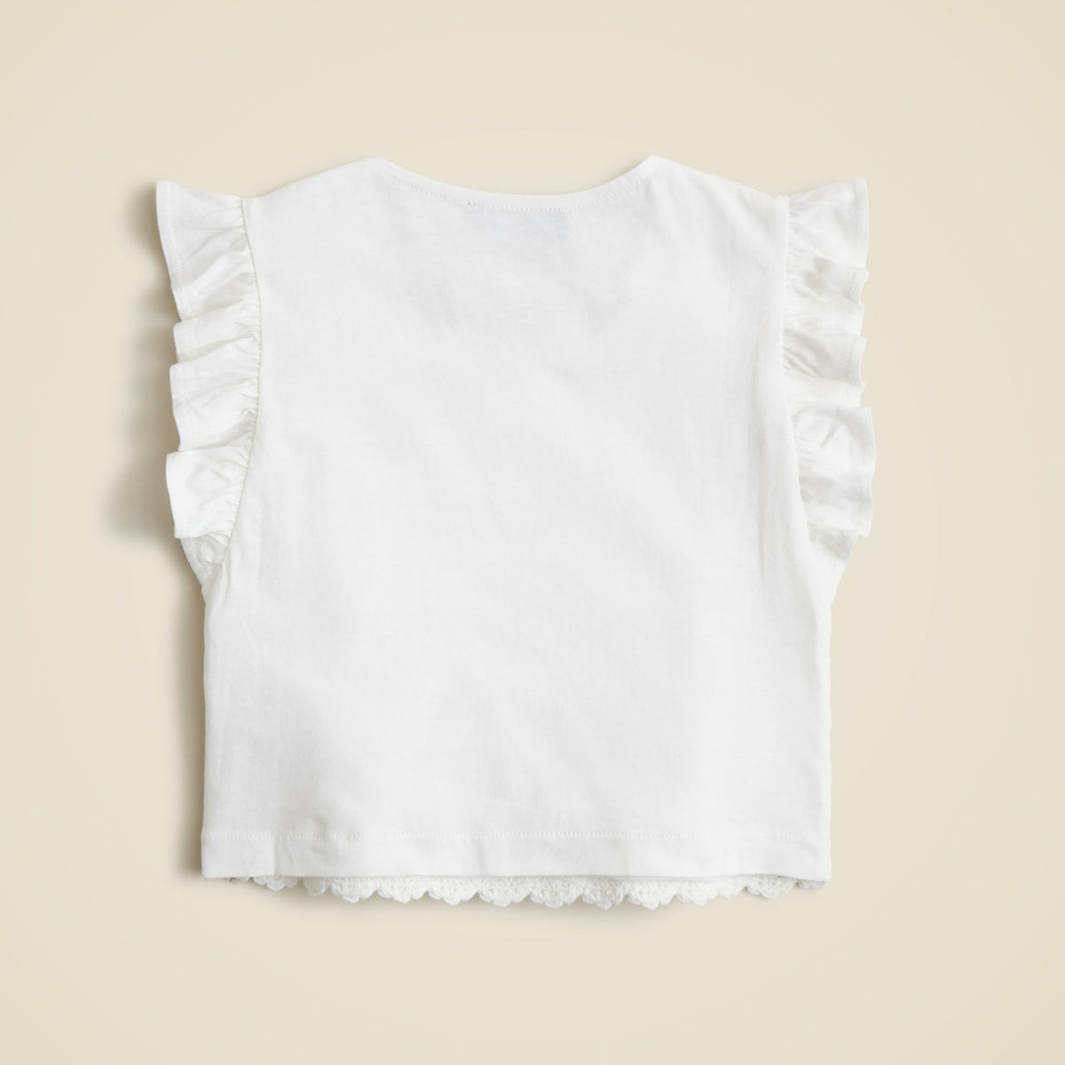 Kids Girls' crochet ruffle-sleeve T-shirt in jersey - J.Crew