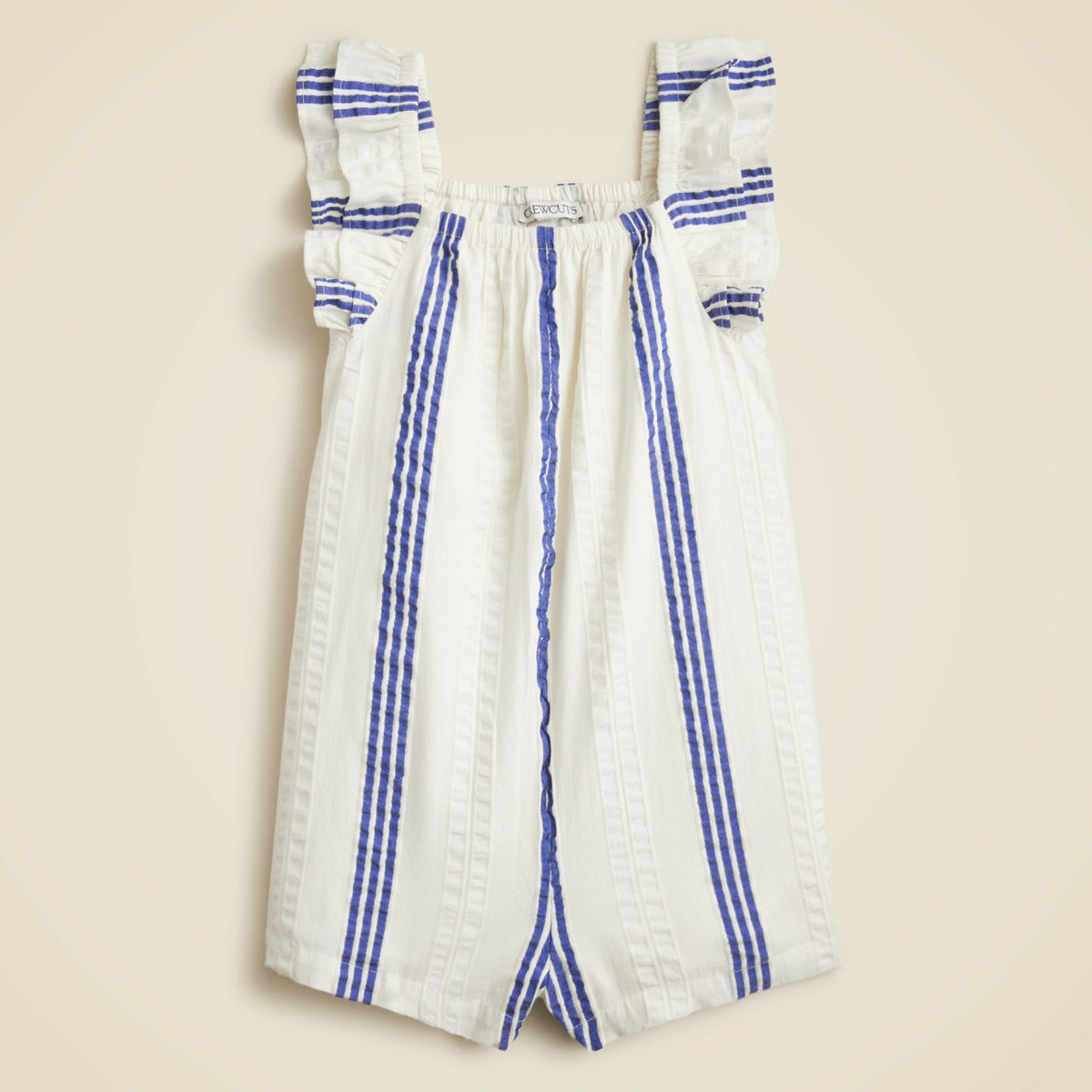 Kids Girls' flutter-sleeve romper in striped cotton-blend dobby - J.Crew
