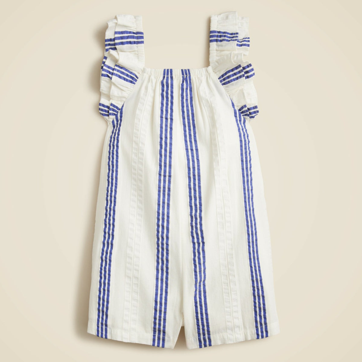 Kids Girls' flutter-sleeve romper in striped cotton-blend dobby - J.Crew
