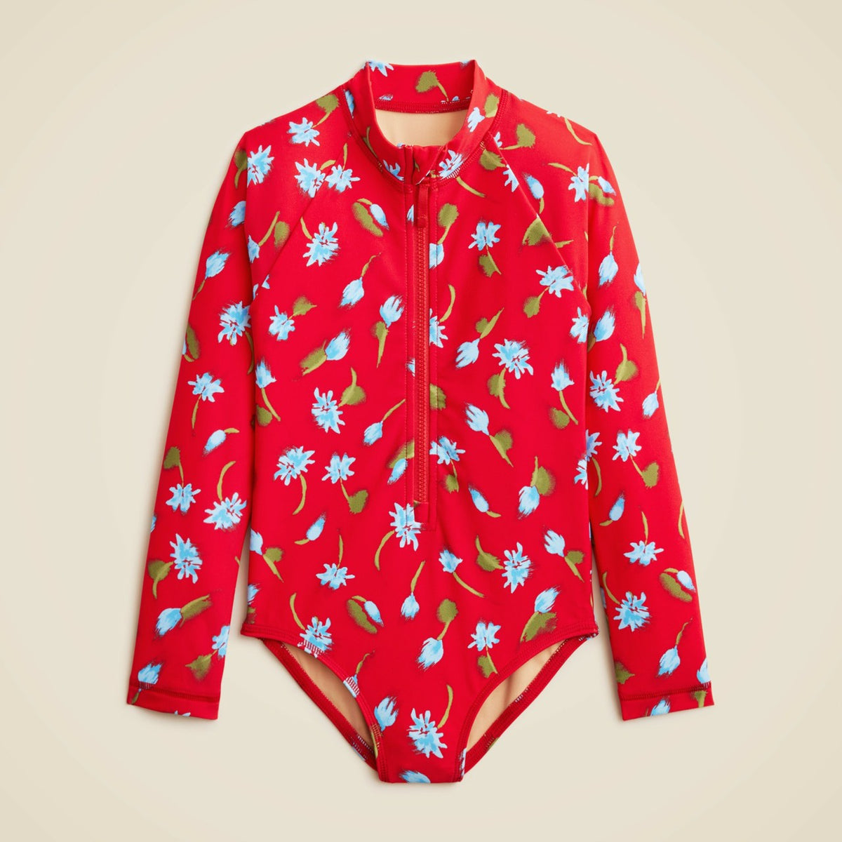 Kids Girls' zip-up rash guard one-piece swimsuit with UPF 50+ fabric - J.Crew