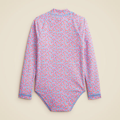 Kids Girls' zip-up rash guard one-piece swimsuit with UPF 50+ fabric - J.Crew