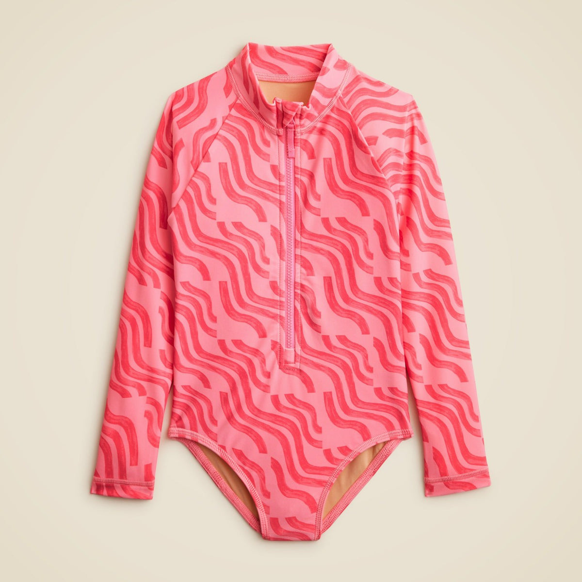 Kids Girls' zip-up rash guard one-piece swimsuit with UPF 50+ fabric - J.Crew