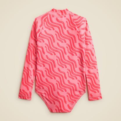 Kids Girls' zip-up rash guard one-piece swimsuit with UPF 50+ fabric - J.Crew
