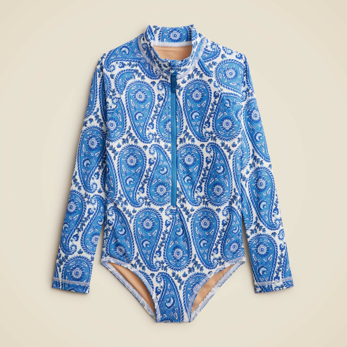 Kids Girls' zip-up rash guard one-piece swimsuit with UPF 50+ fabric - J.Crew