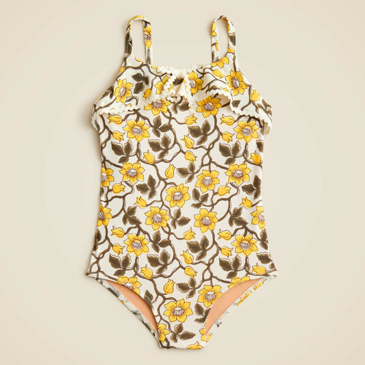 Kids Girls' rickrack one-piece swimsuit with UPF 50+ - J.Crew