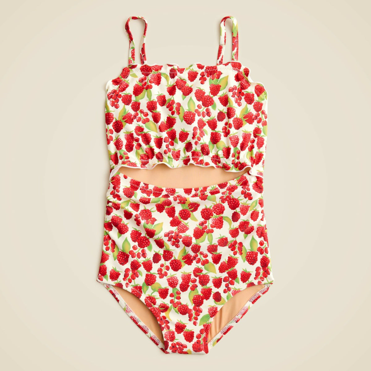 Kids Girls' lettuce-edge cutout one-piece swimsuit with UPF 50+ - J.Crew