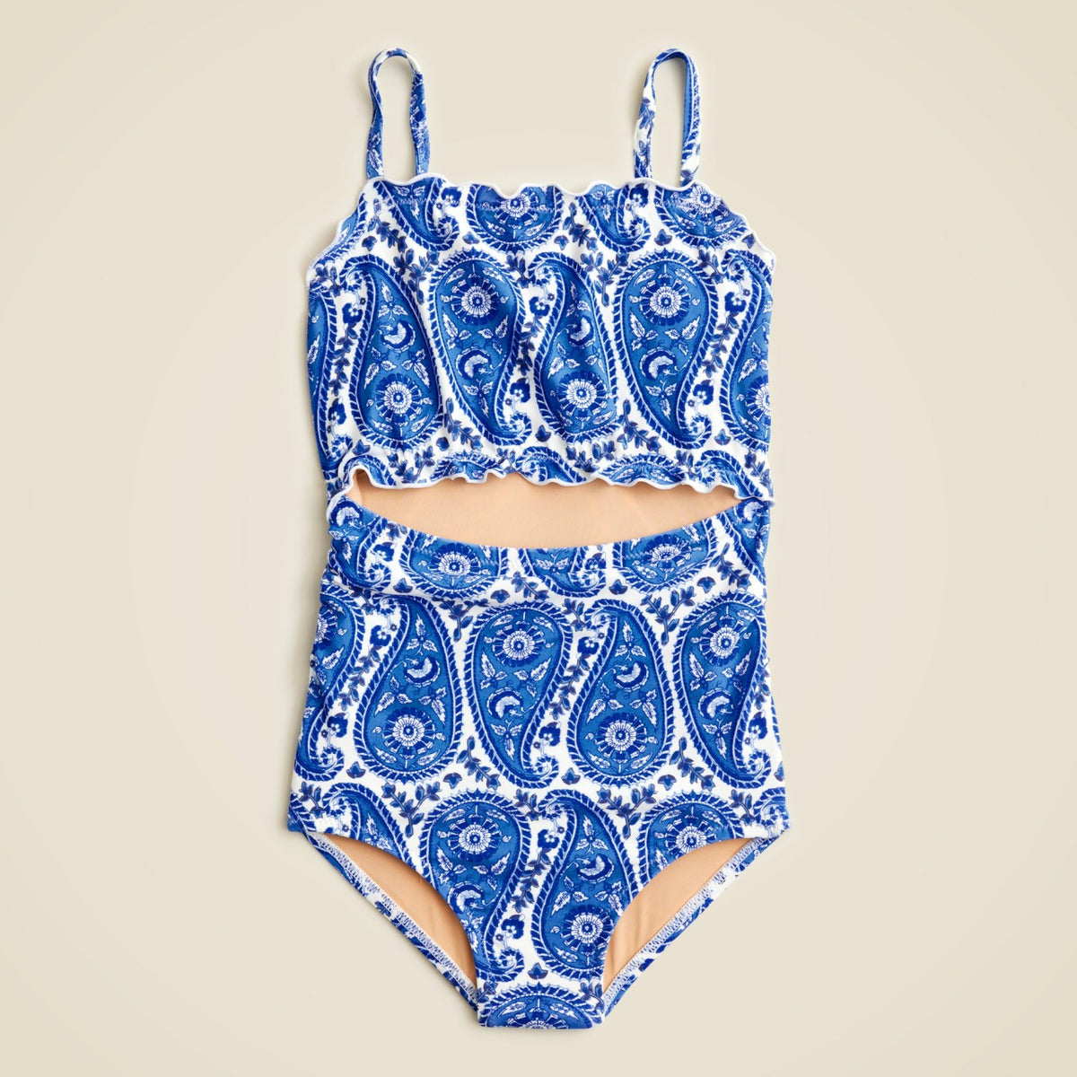 Kids Girls' lettuce-edge cutout one-piece swimsuit with UPF 50+ - J.Crew