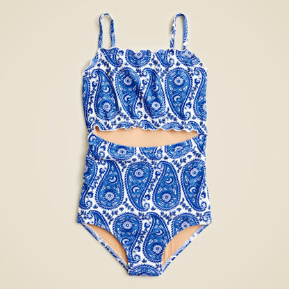 Kids Girls' lettuce-edge cutout one-piece swimsuit with UPF 50+ - J.Crew