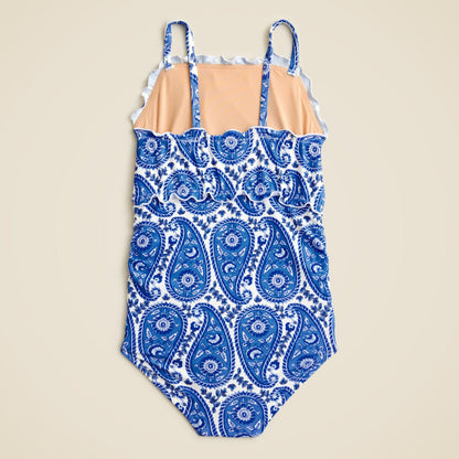 Kids Girls' lettuce-edge cutout one-piece swimsuit with UPF 50+ - J.Crew