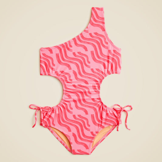 Kids Girls' one-shoulder cutout one-piece swimsuit with UPF 50+ - J.Crew