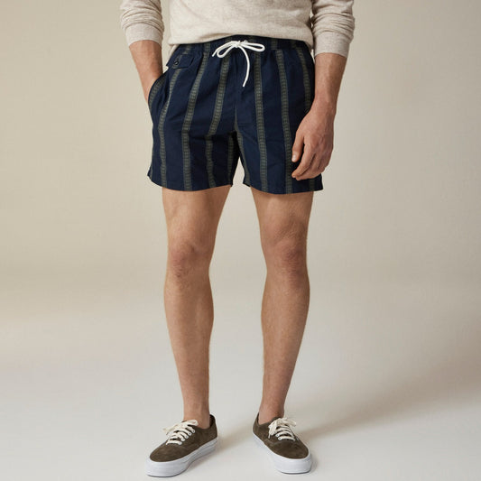 Men 6" cotton-nylon blend swim trunk in dobby stripe - J.Crew