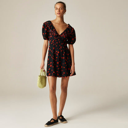 Women Ruffle-collar mini dress in painted daisy print - J.Crew