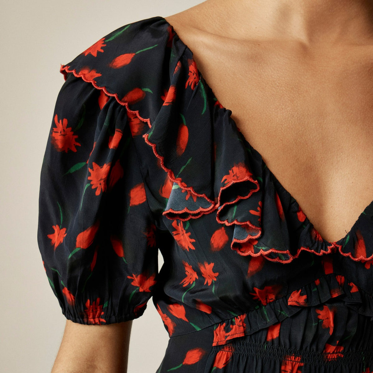Women Ruffle-collar mini dress in painted daisy print - J.Crew