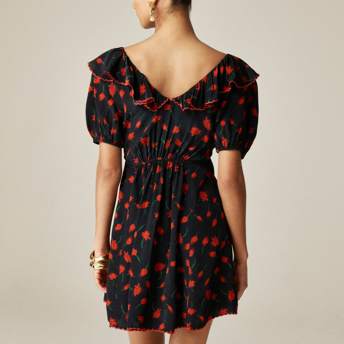Women Ruffle-collar mini dress in painted daisy print - J.Crew