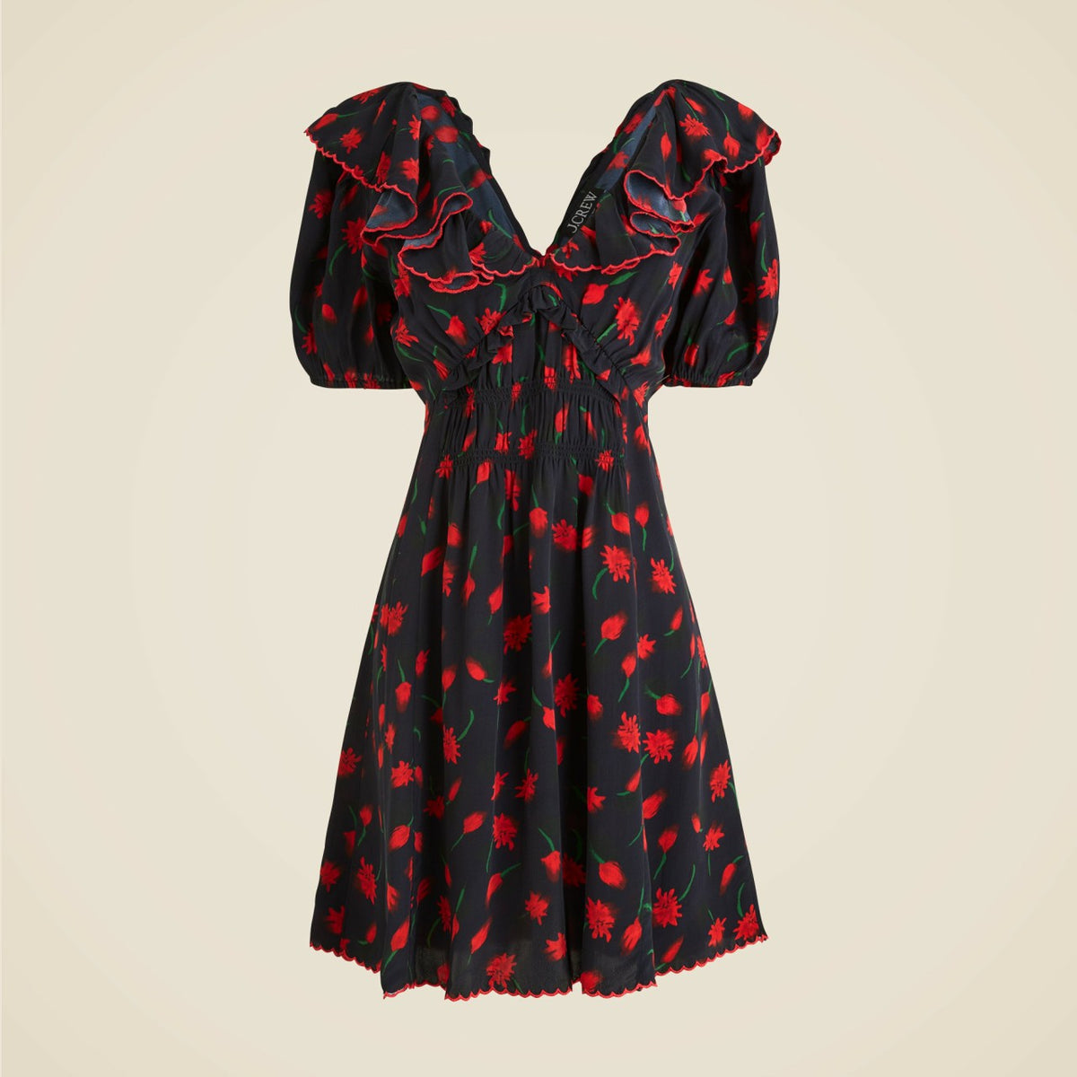Women Ruffle-collar mini dress in painted daisy print - J.Crew