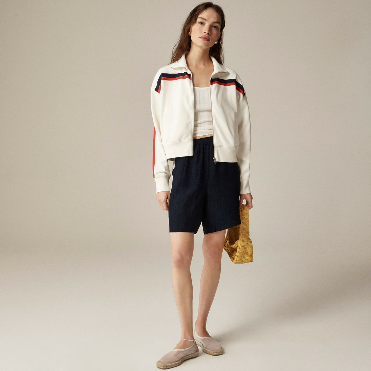Women Terry full-zip track jacket - J.Crew
