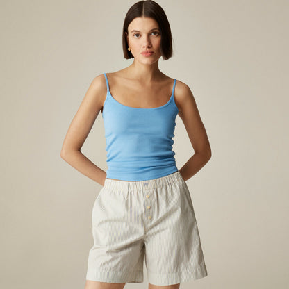 Women Cotton poplin long boxer short in stripe - J.Crew
