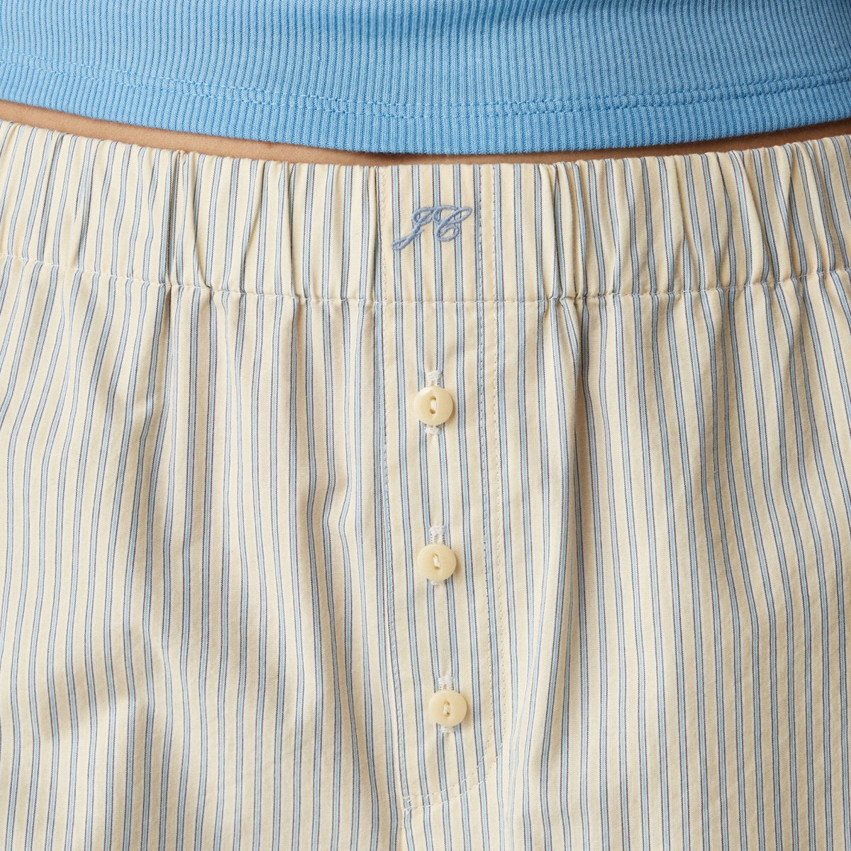 Women Cotton poplin long boxer short in stripe - J.Crew