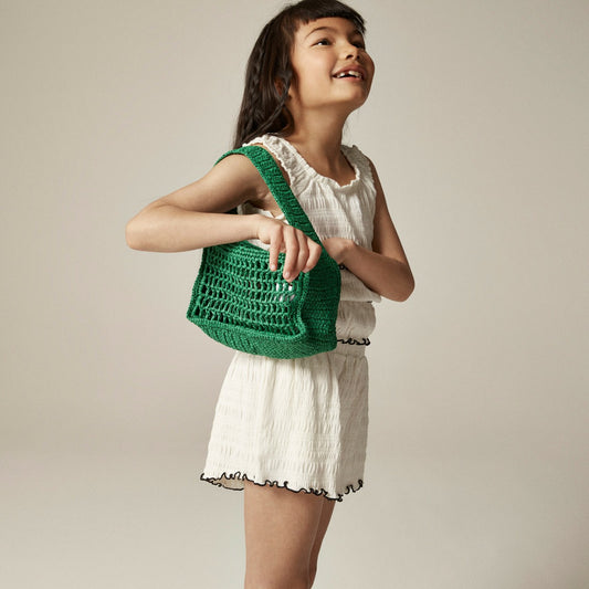 Kids Girls' smocked lettuce-edge short in crinkled jersey - J.Crew