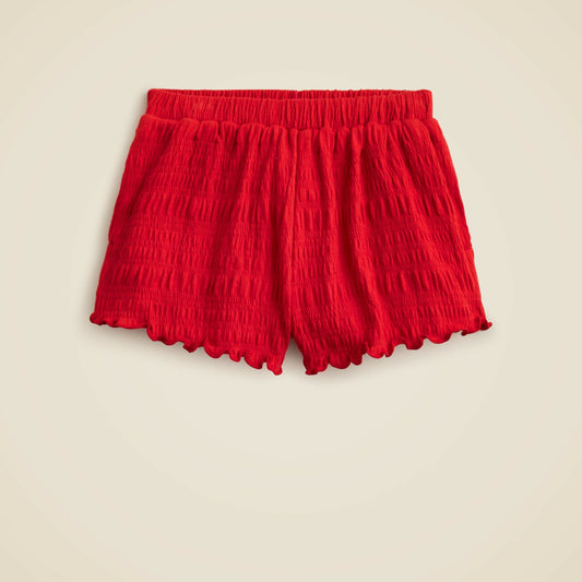 Kids Girls' smocked lettuce-edge short in crinkled jersey - J.Crew