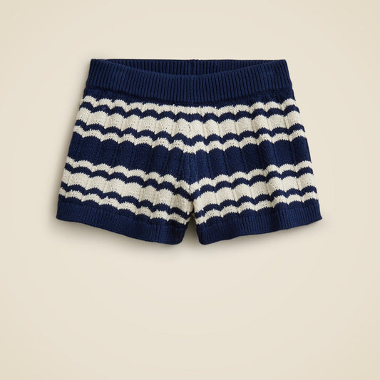 Kids Girls' pointelle-knit short in scalloped stripe - J.Crew